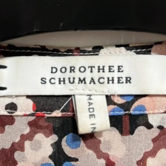 Dorothee Schumacher Pink Floral Silk Button Up Down Blouse Top Shell Size 3 - Picture 8 of 12